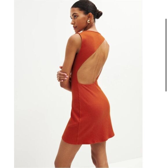Reformation Adia Knit Dress orange ribbed size XL NWT - Picture 5 of 7